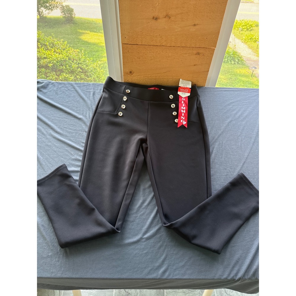 Maze Collection Black Scuba Slimming Button Detail Tapered Pants Womens 1X NWT - Picture 2 of 7